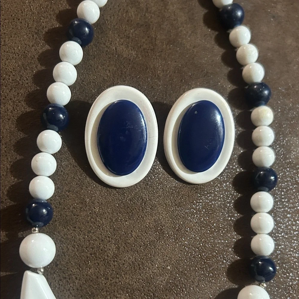 1970’s Blue & White 2 Necklace’s & 2 Earring Sets